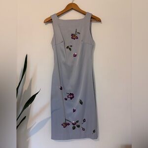 Mandalay Floral Embroidered Sheath Dress Light Blue